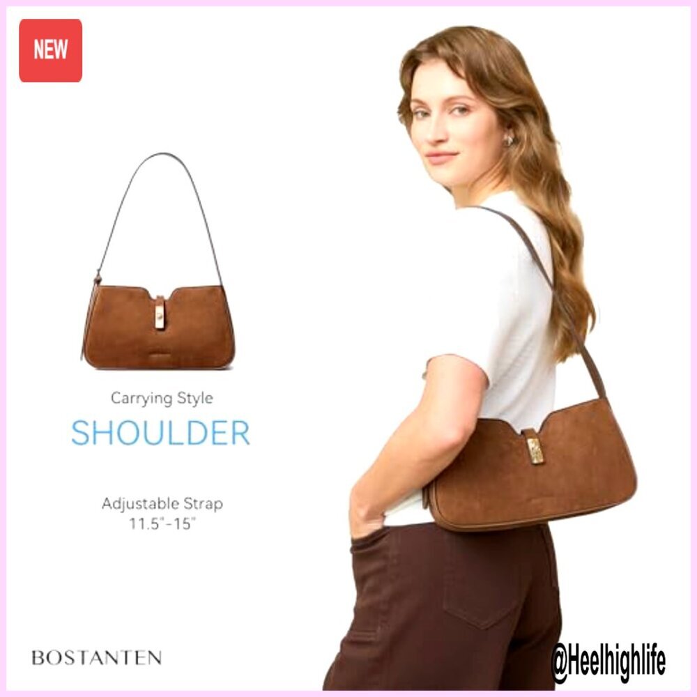 Vegan Leather Hobo Shoulder Bag Minimalist Structured Adjustable Strap Elegant - Picture 4 of 7